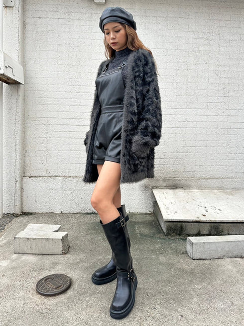 レオパード柄シャギーニットカーディガン